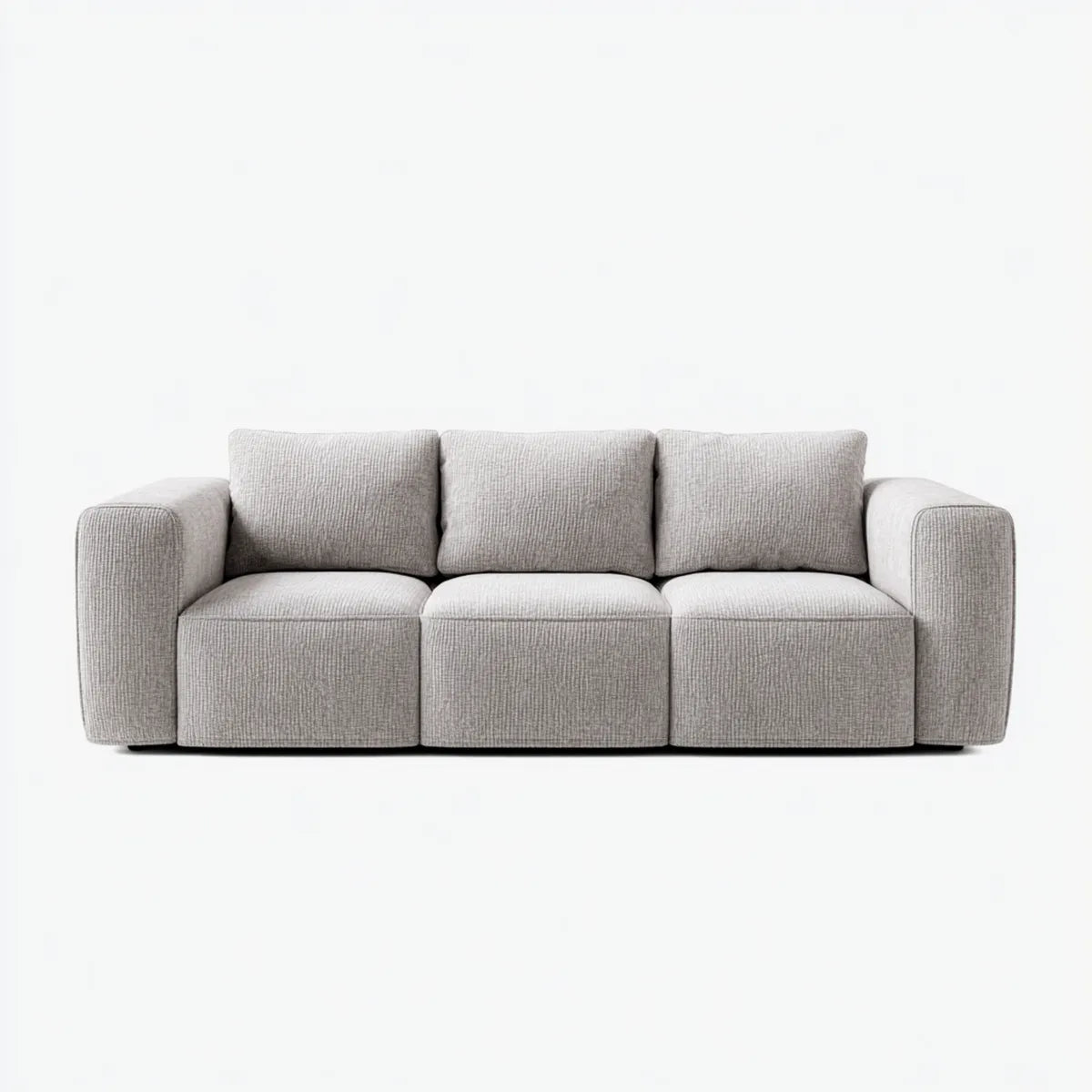 Divano 3 posti grigio in poliestere a coste 220 x 95 x 85 cm rettangolare