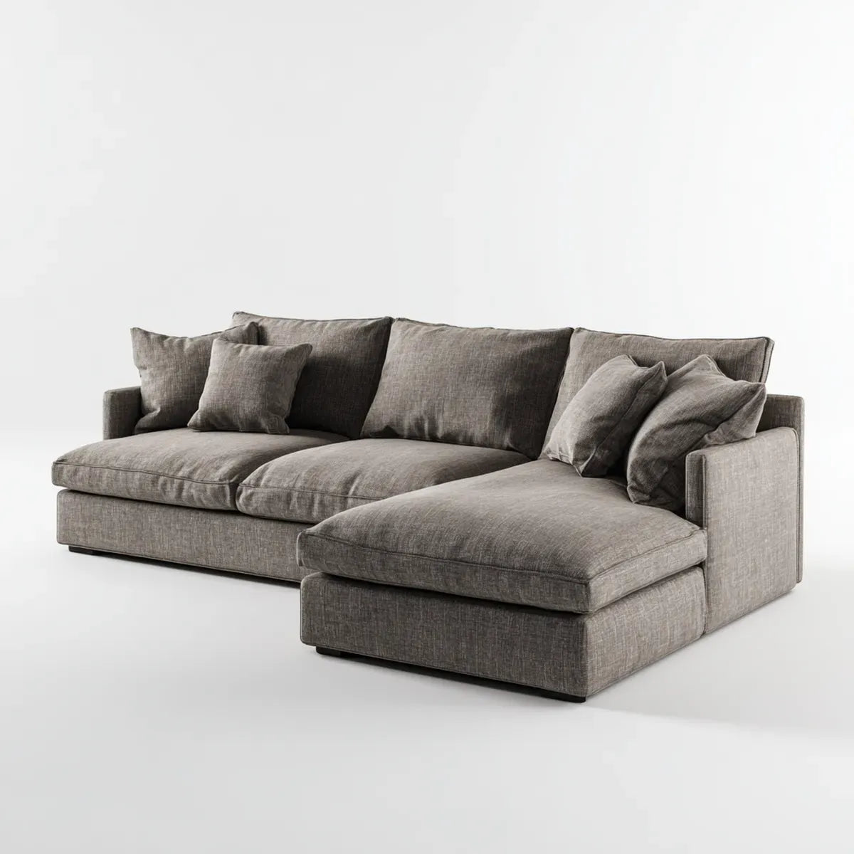 Divano angolare 3 posti con chaise longue destra grigio 280 x 170 x 85 cm in poliestere forma a L
