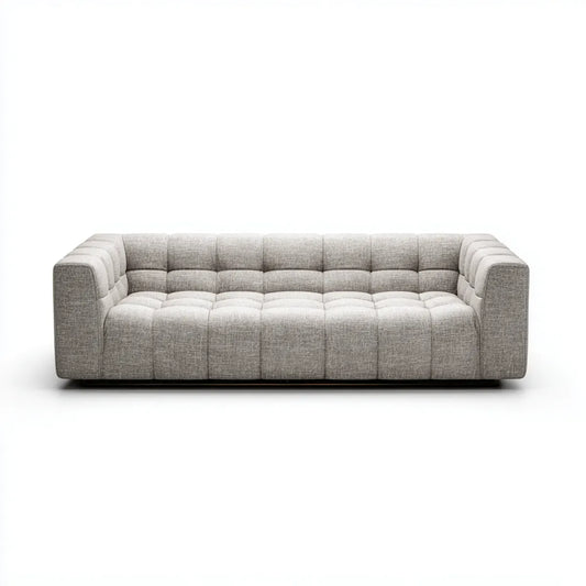 Divano 3 posti grigio chiaro 230 x 95 x 75 cm in poliestere forma rettangolare