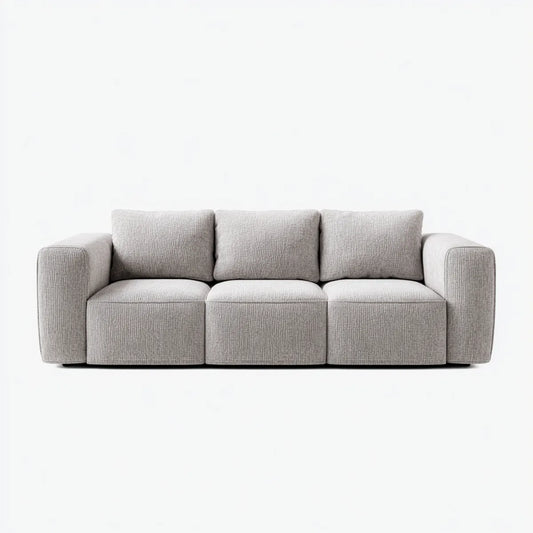 Divano 3 posti grigio in poliestere a coste 220 x 95 x 85 cm rettangolare