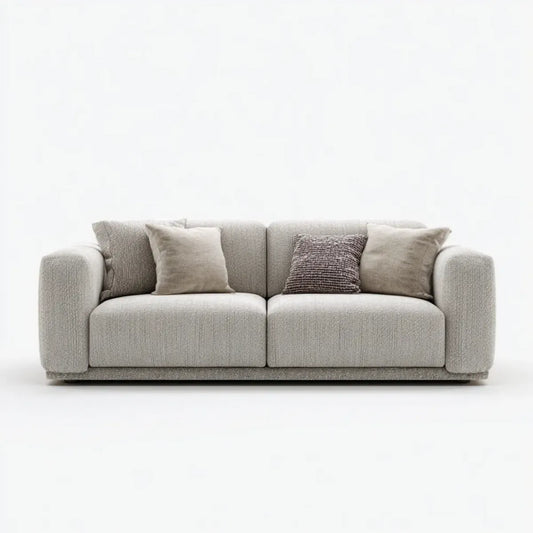 Divano 3 posti beige in poliestere bouclé rettangolare 220 x 95 x 75 cm