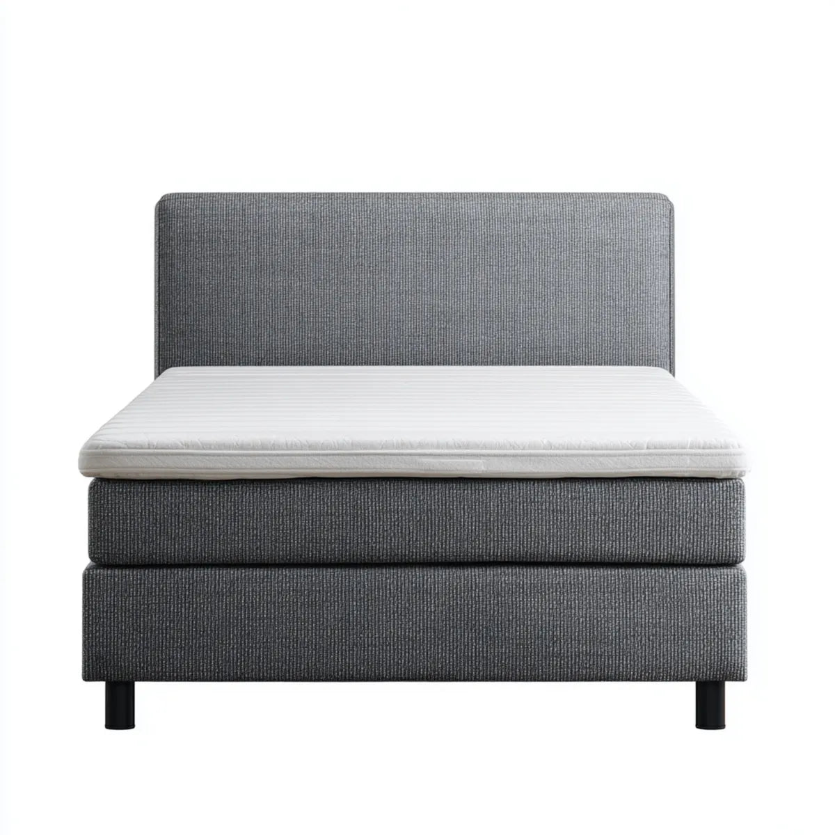 Letto matrimoniale continentale con materasso grigio 160 x 200 cm rivestimento in poliestere struttura in MDF rettangolare