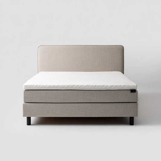 Letto matrimoniale boxspring beige 160 x 200 cm in poliestere rettangolare con materasso