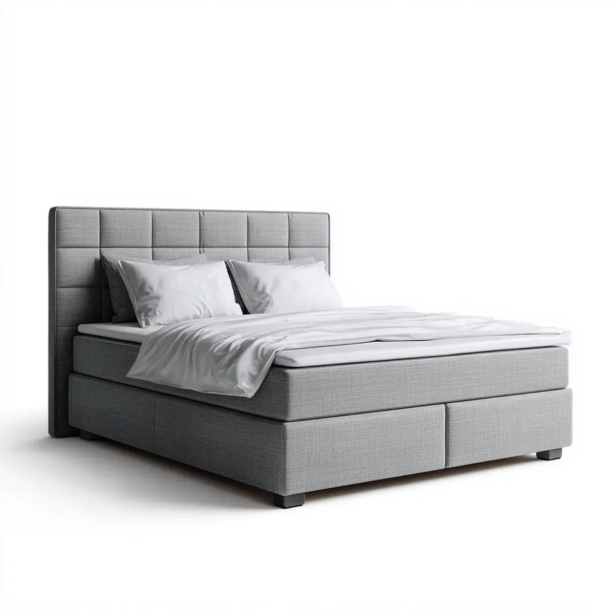 Letto matrimoniale imbottito grigio 160 x 200 cm in poliestere forma rettangolare