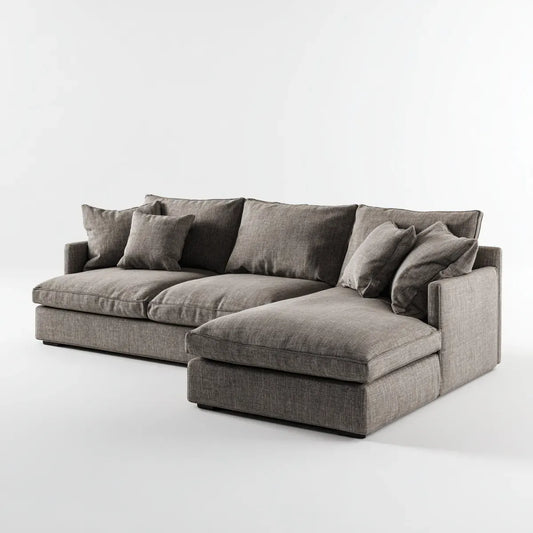 Divano angolare 3 posti con chaise longue destra grigio 280 x 170 x 85 cm in poliestere forma a L