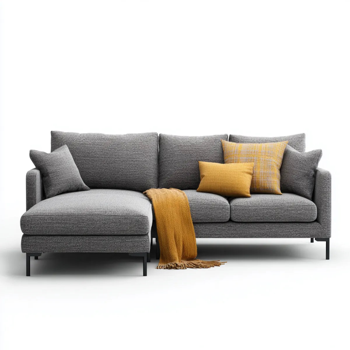 Divano angolare con chaise longue sinistra grigio in poliestere 270 x 160 x 85 cm